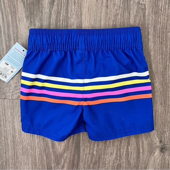 Cat & Jack Baby Boys Swim Shorts 12M Blue Stripe Board Trunks UPF 50+ Summer - Picture 3 of 7